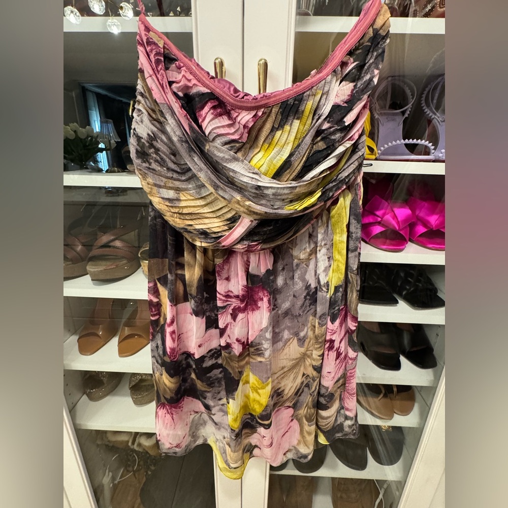 Chelsea & Violet Strapless Dress - Pink, Yellow, Black